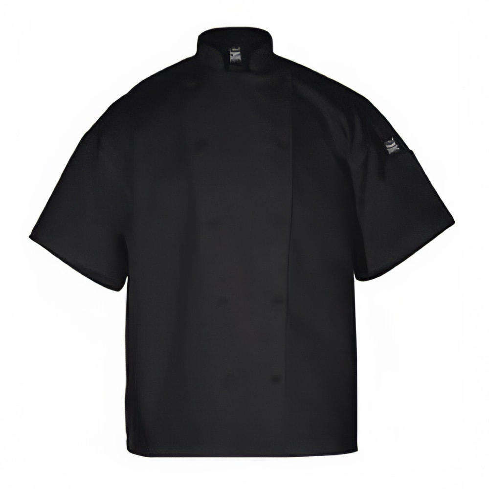Chef Revival Poly Cotton Blend Chef Jacket, Short Sleeve, Medium, Black (J005BK-M)