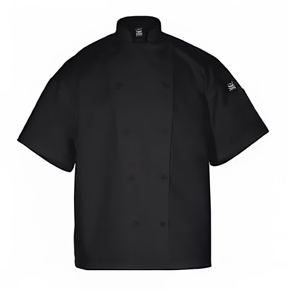 Chef Revival Poly Cotton Blend Chef Jacket, Short Sleeve, X-Small, Black (J005BK-XS)