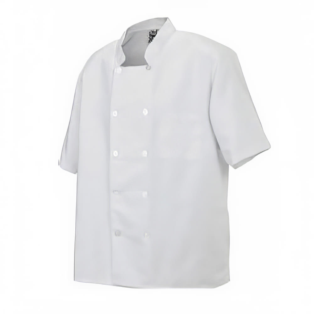 Chef Revival Twill Chef Coat, Double Breasted, Short Sleeve, White, Large (J105-L)