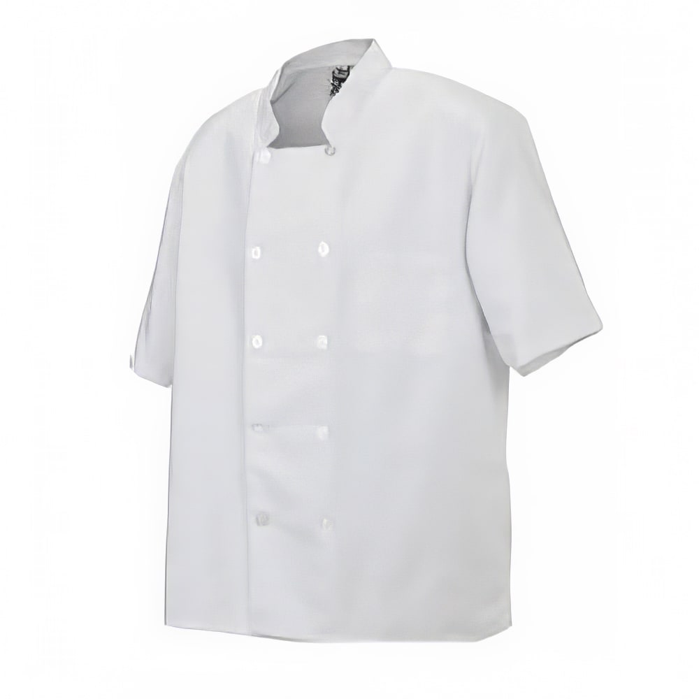 Chef Revival Twill Chef Coat, Double Breasted, Short Sleeve, White, Medium (J105-M)