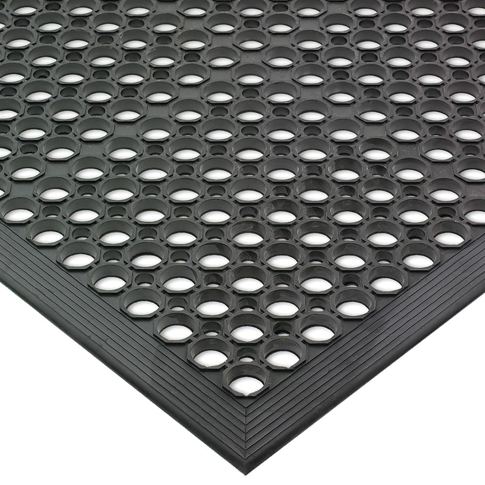 San Jamar KM1100 Kitchen Mat, Rubber, Anti-Slip, 3' x  5', Grease-Resistant, Black