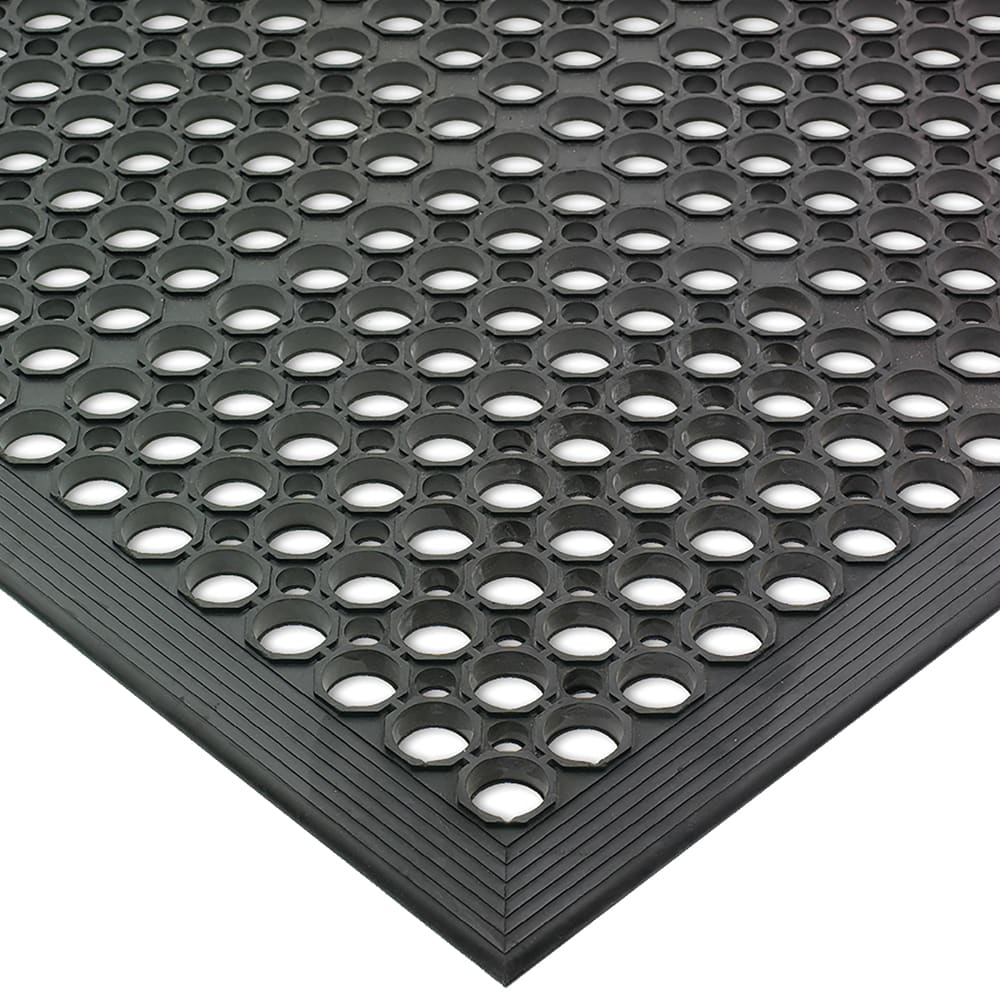 San Jamar KM1100B Kitchen Mat, Anti-Slip, Fatigue Fighting, Grease Resistant, 3' x 5', Black