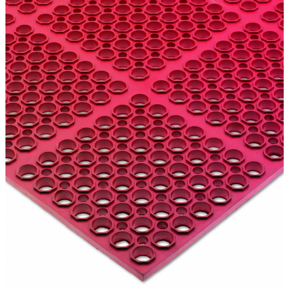 San Jamar KM2200B Rubber Kitchen Mat, Anti-Slip, Grease Proof, 3' x 5', Bagged, Red