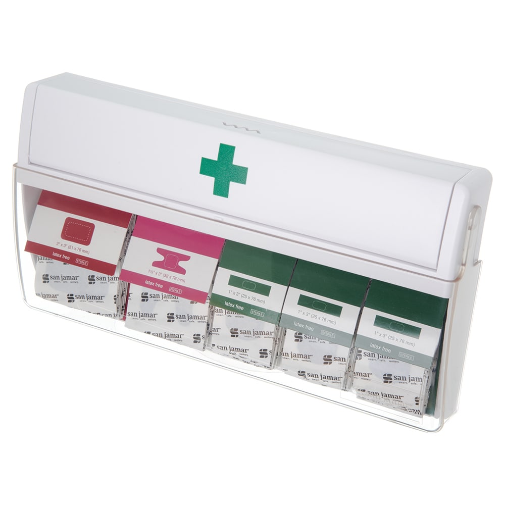 San Jamar MKBD100 Wall-Mount Mani-Kare Bandage Dispenser w/ Patch, Knuckle, & Strip Bandages
