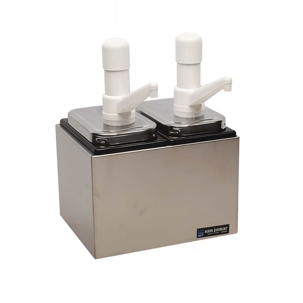 San Jamar P9712 Pump Style Condiment Dispenser w/ Jars & Pumps, (1) oz Stroke, Stainless