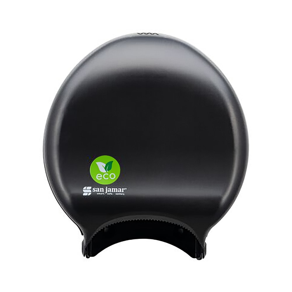 San Jamar R2000REBK Wall Mount Single Toilet Paper Dispenser for 9" Jumbo Tissue - ABS, Black