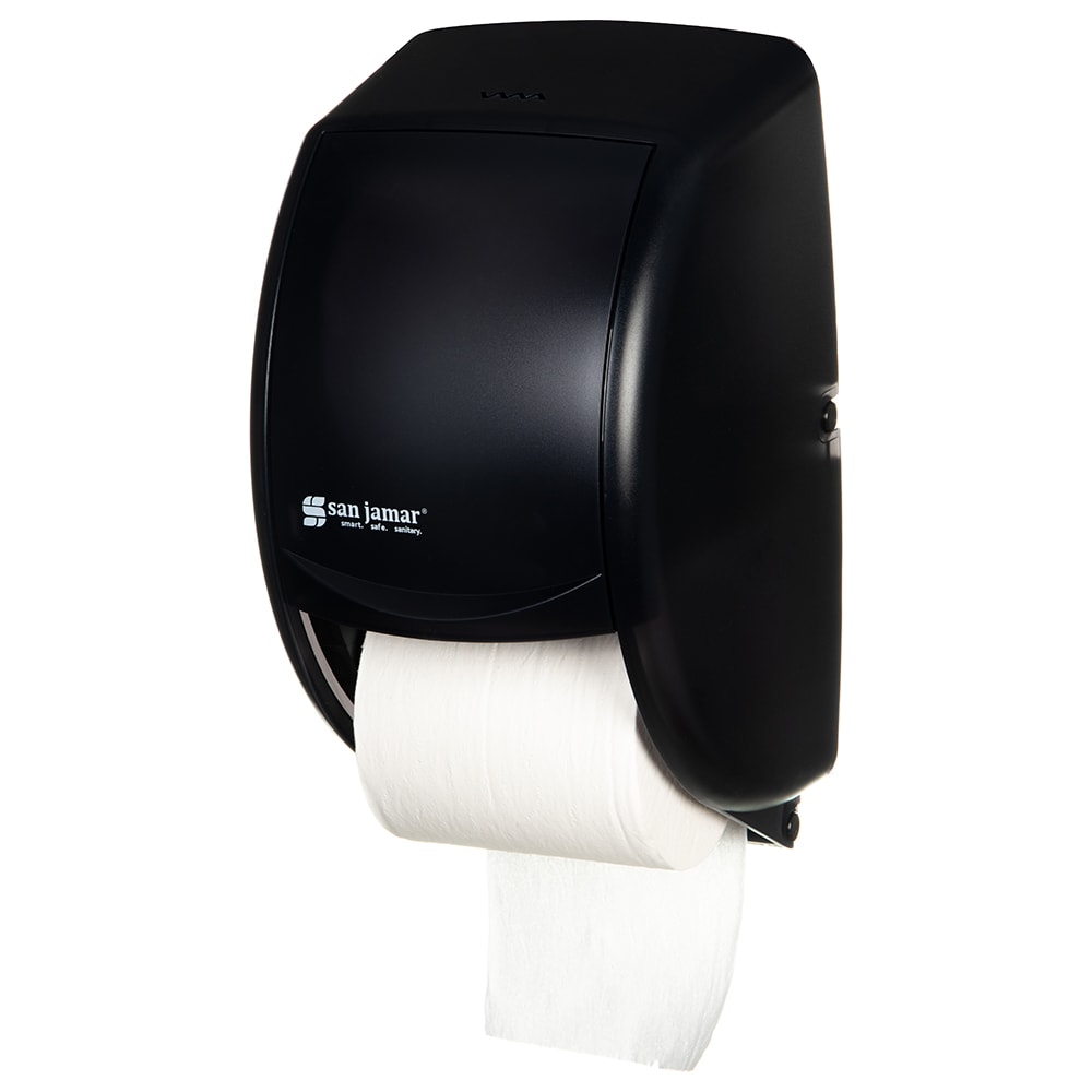 San Jamar R3500TBK Classic Duett Standard Bath Tissue Dispenser, 2 Rolls, Translucent Black Pearl