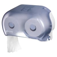 San Jamar R3600TBK Classic Versatwin Bath Tissue Dispenser, (2) 5 1/2" Rolls, Trans Black Pearl thumbnail 2
