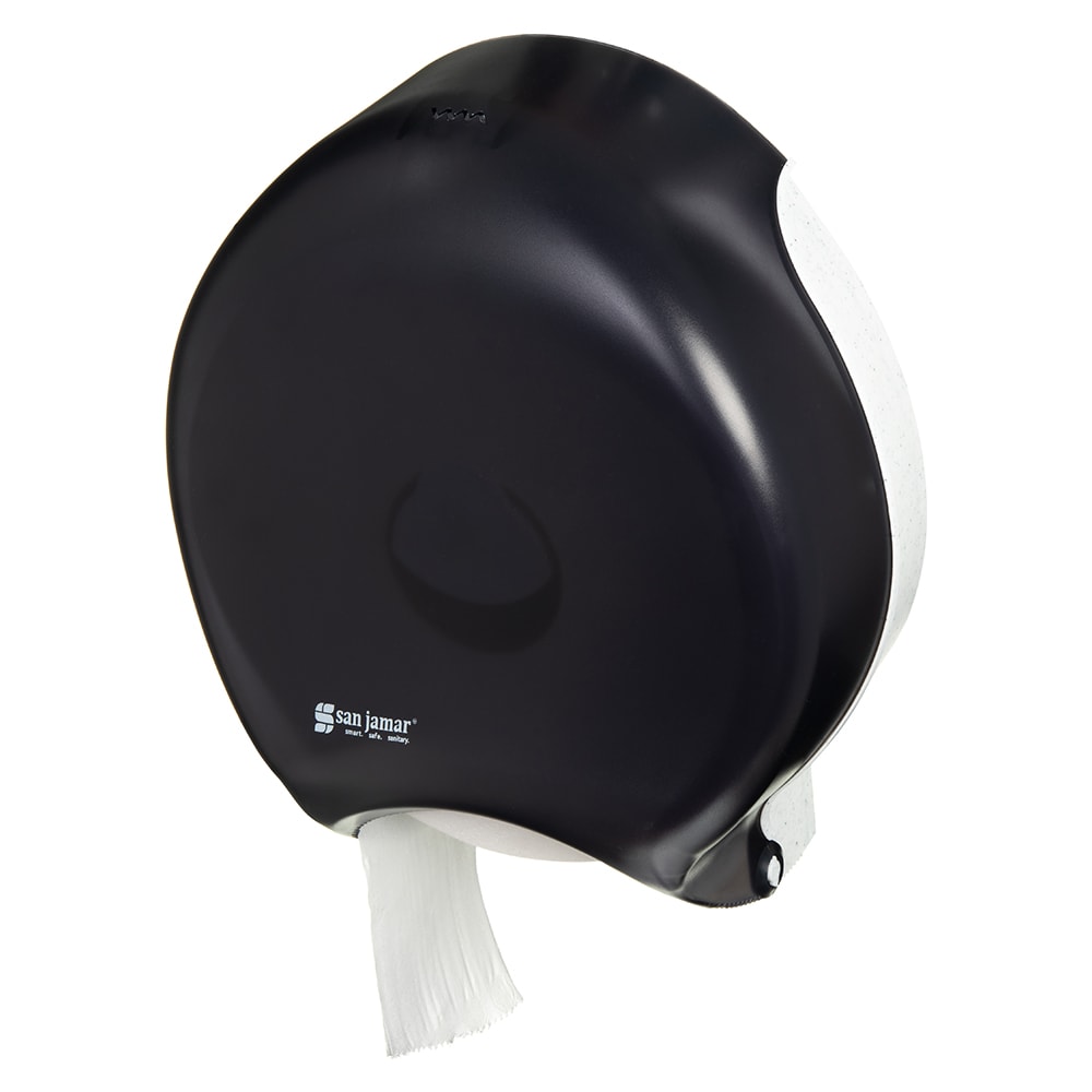 San Jamar R6000TBK 12" Single Jumbo Toilet Tissue Dispenser, Multi-Directional Tearing, Classic, Black