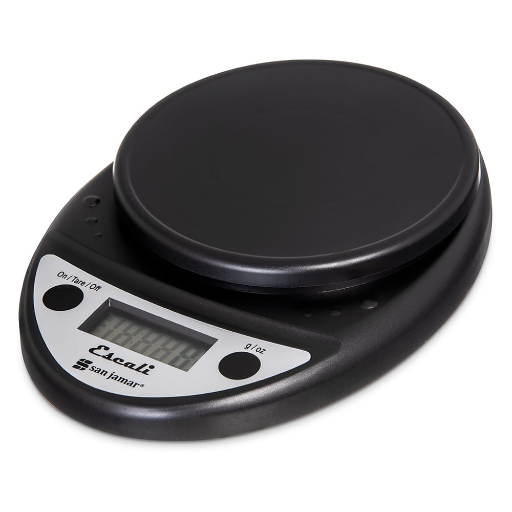 San Jamar SCDG11BK Escali 11 lb Round Digital Scale - 8 1/2" x 6", Charcoal