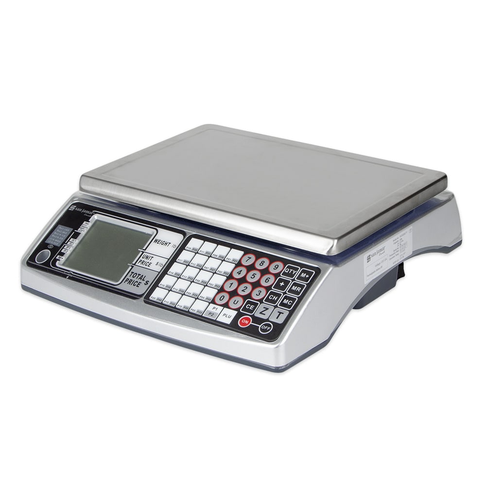 San Jamar SCDG30LFT Price Computing Scale w/ Stainless Steel Platform - Plastic Body, Silver