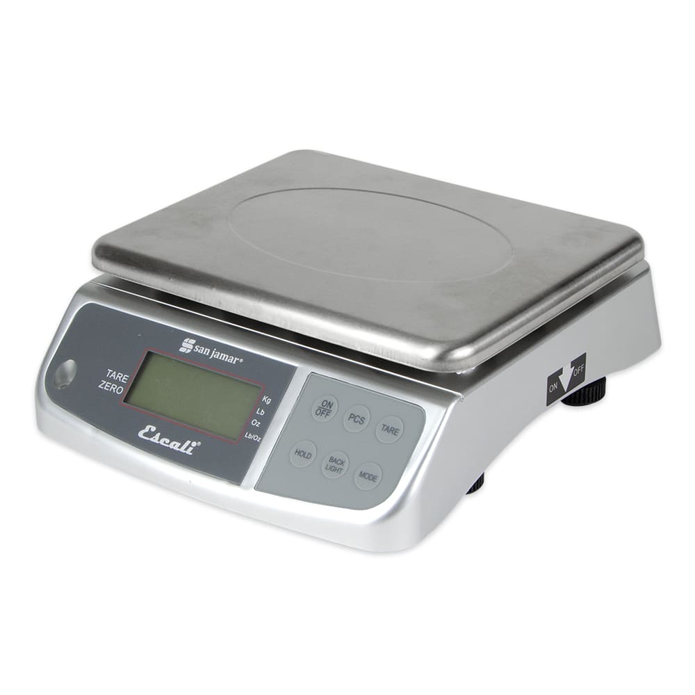 San Jamar SCDGM66 Escali 66 lb Square Digital Scale w/ Removable Platform - 10 1/4" x 12", Stainless Steel
