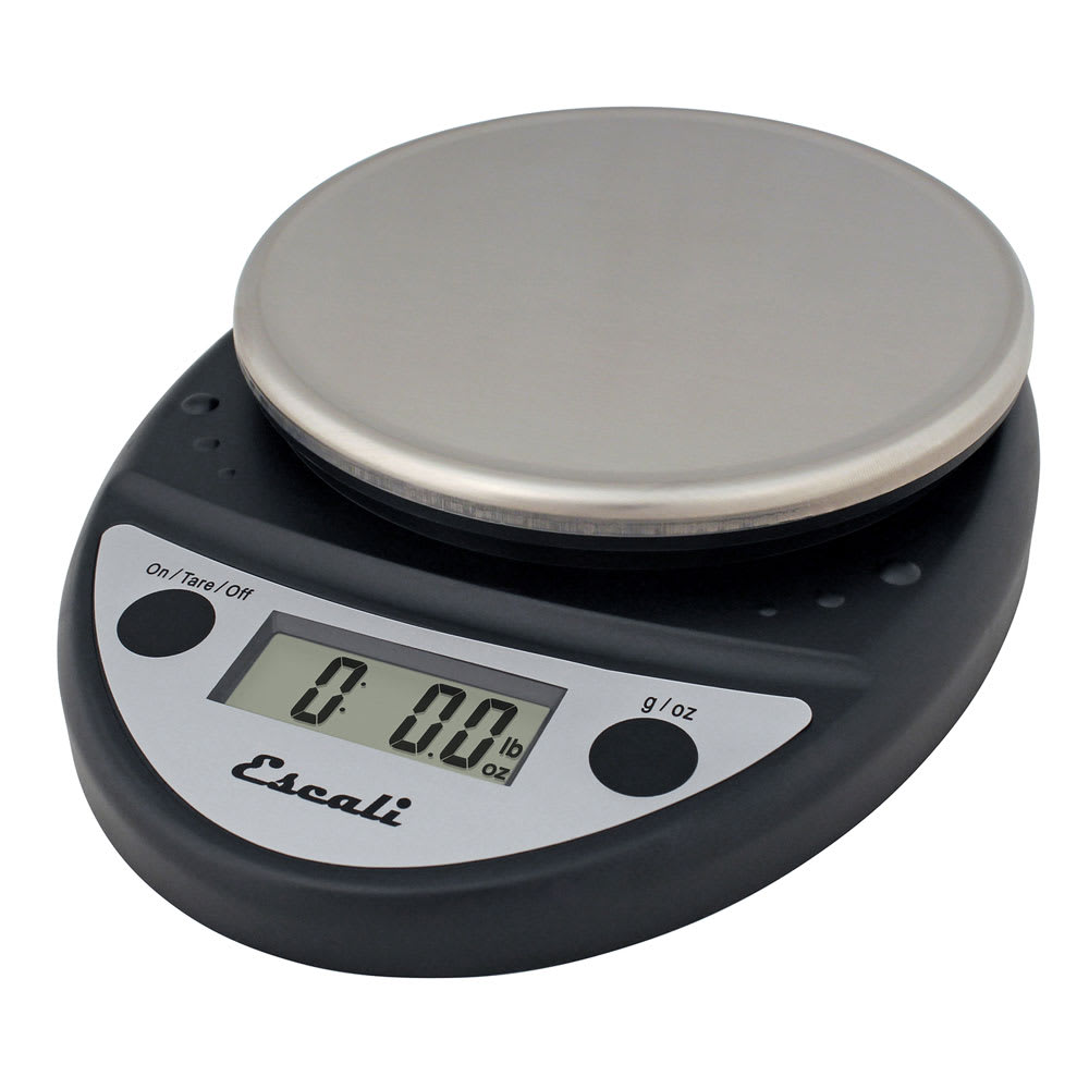 San Jamar SCDGP11BK Escali 11 lb Round Digital Scale w/ Removable Platform - 6" x 8 1/2", Charcoal Black