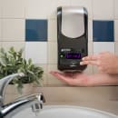 San Jamar SH970BKSS Wall Mount Touch Free Soap Dispenser - 5 3/4" x 12 1/4", Black/Stainless thumbnail 6