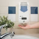 San Jamar SHF970WHCL Wall Mount Touch Free Foam Soap Dispenser - 5 3/4" x 12 1/4", White/Clear thumbnail 5