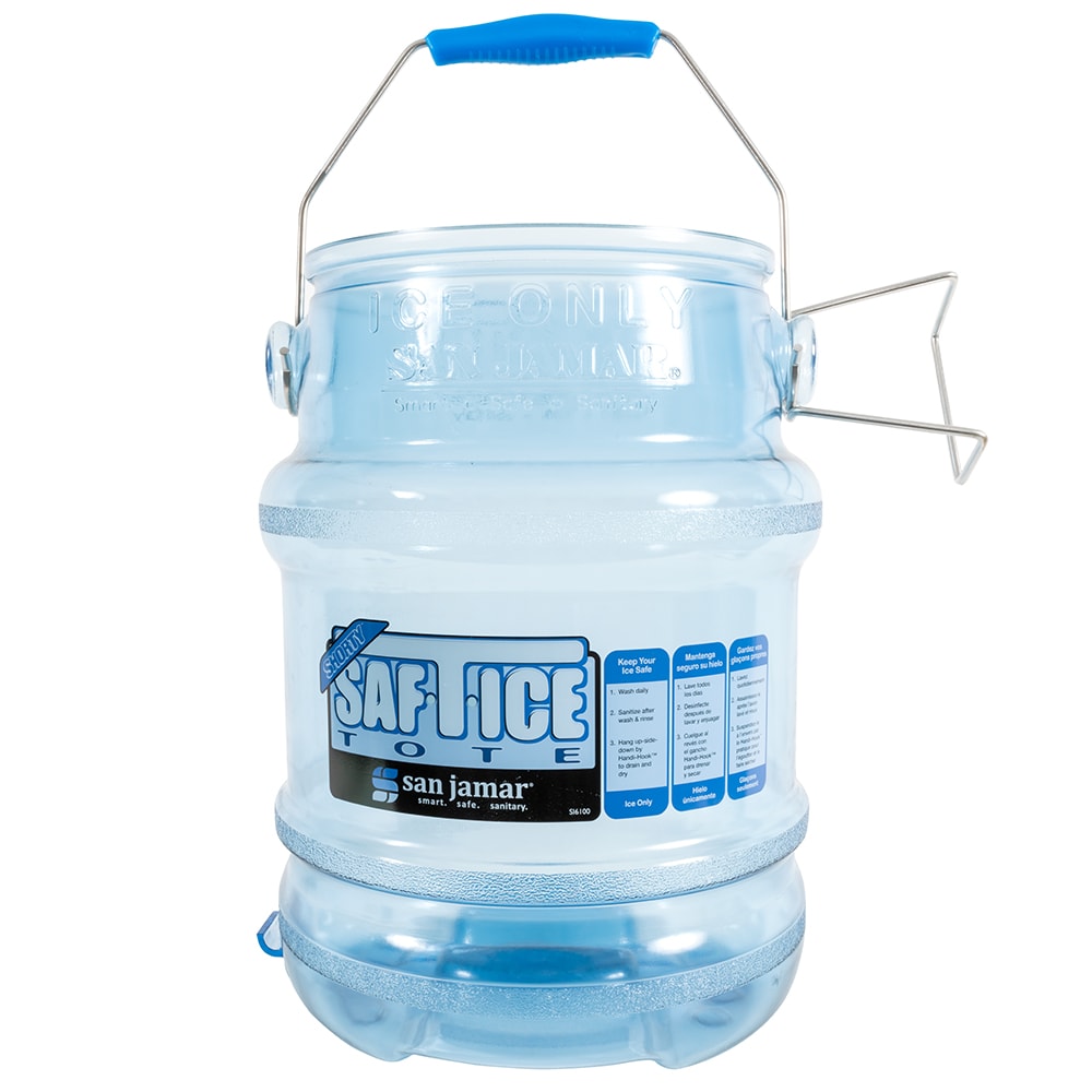 San Jamar SI6100 Round Ice Tote w/ 5 gal Capacity, Clear Blue