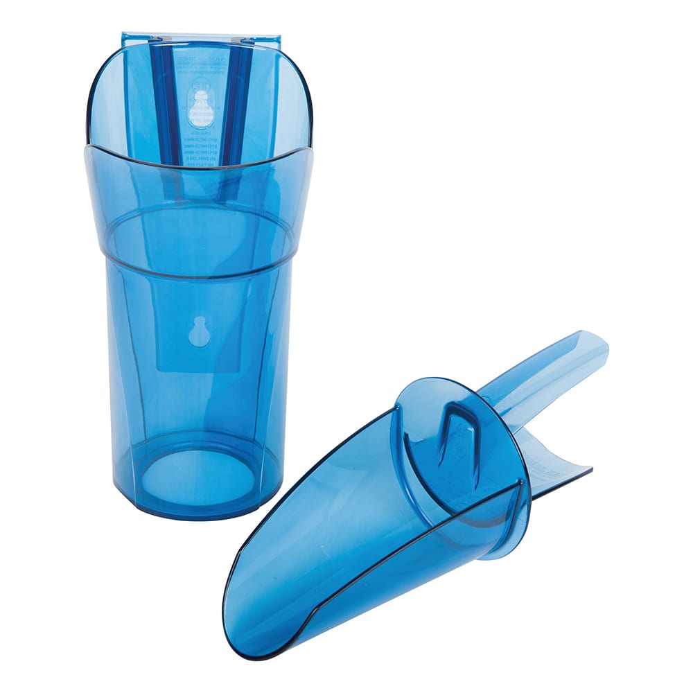 San Jamar SI7700 24 oz Saf-T-Scoop® Round Ice Scoop w/ Knuckle Guard & Guardian™ Holder - Polycarbonate