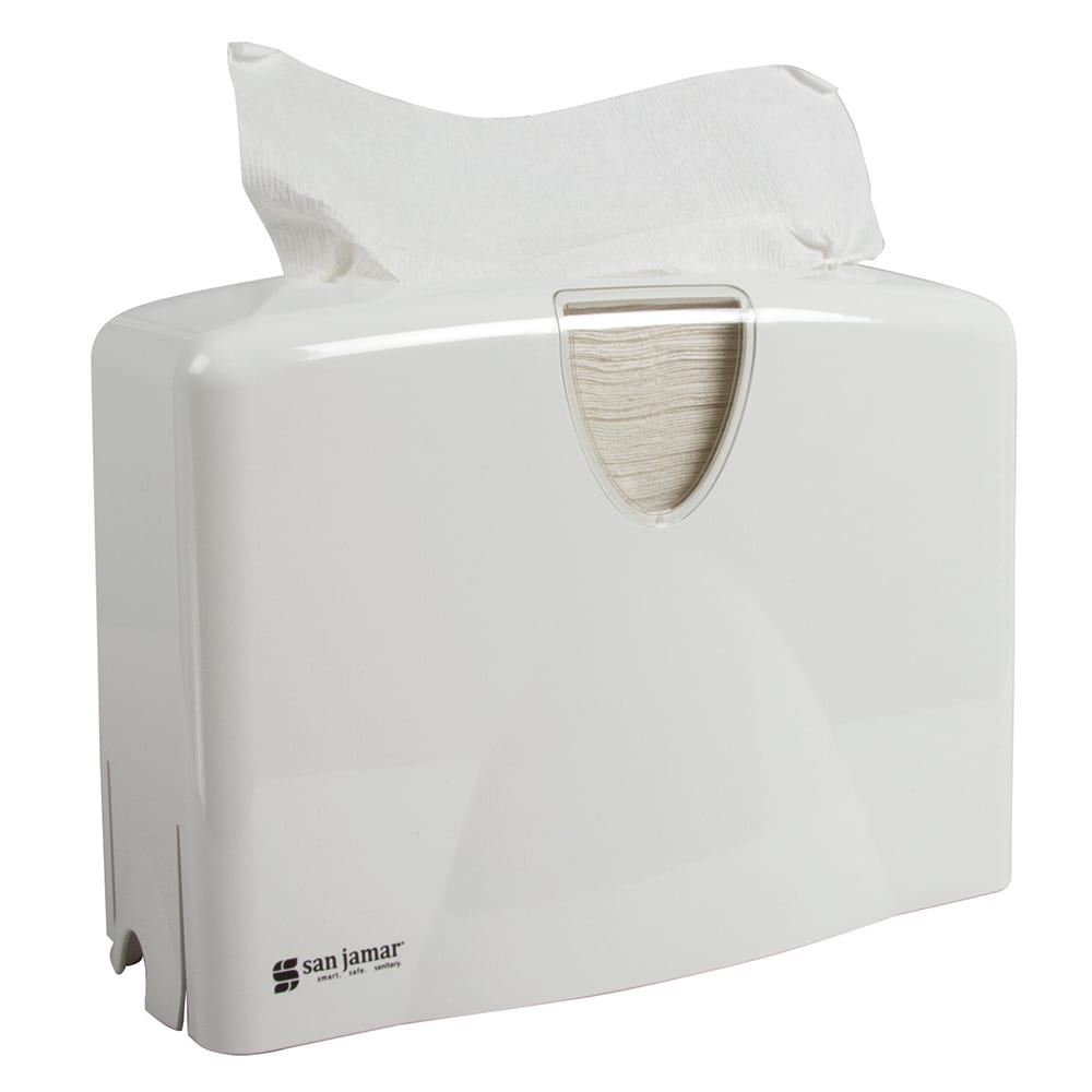 San Jamar T1740WH Countertop Paper Towel Dispenser w/ (1) Stack Capacity - Plastic, White