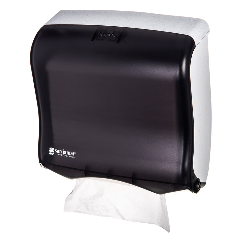 San Jamar T1755TBK Wall Mount Paper Towel Dispenser w/ 240 C Fold Capacity - Plastic, Black Pearl