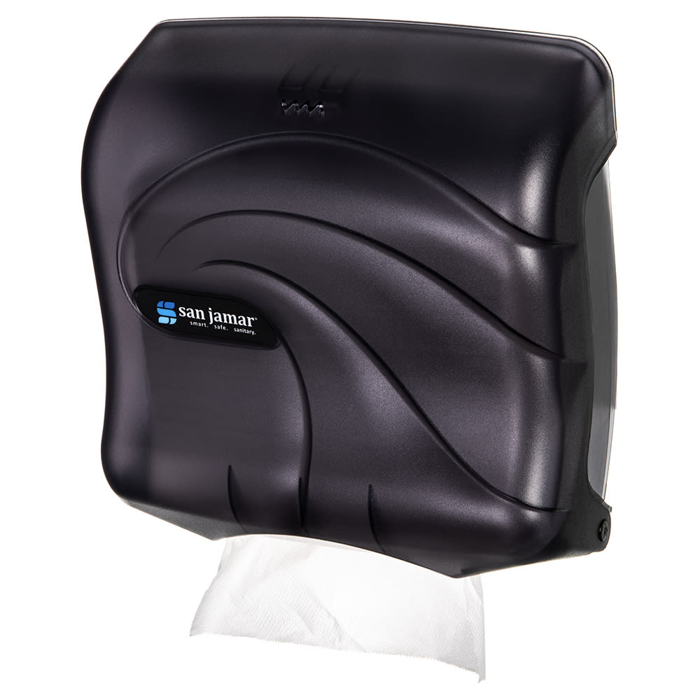 San Jamar T1759TBK Wall Mount Paper Towel Dispenser w/ 240 C Fold Capacity - Plastic, Black Pearl