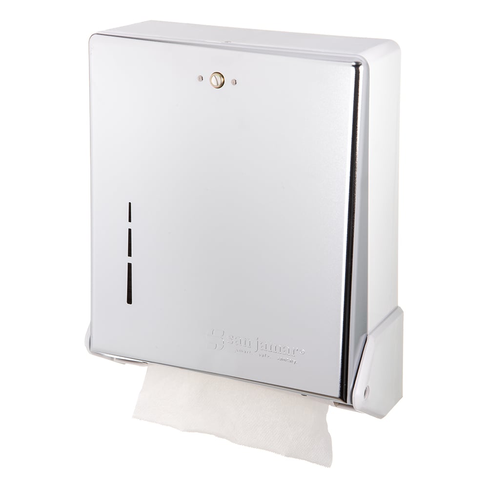 San Jamar T1905XC Wall Mount Paper Towel Dispenser for C Fold or Multifold - Steel, Bright Chrome