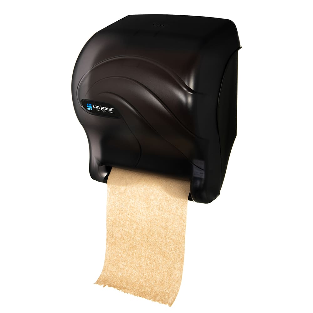 San Jamar T8090TBK Wall Mount Touchless Roll Paper Towel Dispenser - Plastic, Black Pearl