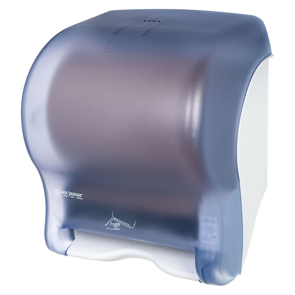 San Jamar T8400TBL Wall Mount Touchless Roll Paper Towel Dispenser - Plastic, Arctic Blue