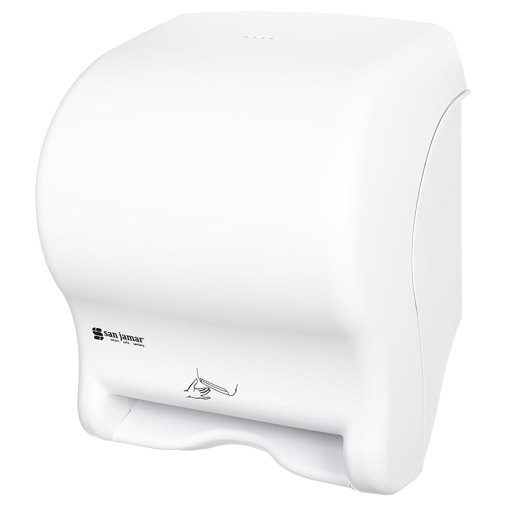 San Jamar T8400WH Wall Mount Touchless Roll Paper Towel Dispenser - Plastic, White