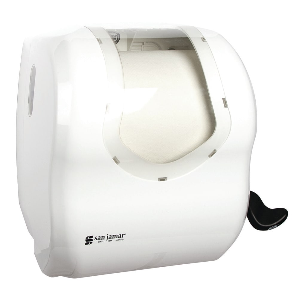 San Jamar T970WHCL Wall Mount Paper Towel Dispenser w/ (1) Roll Capacity - Plastic, White/Clear