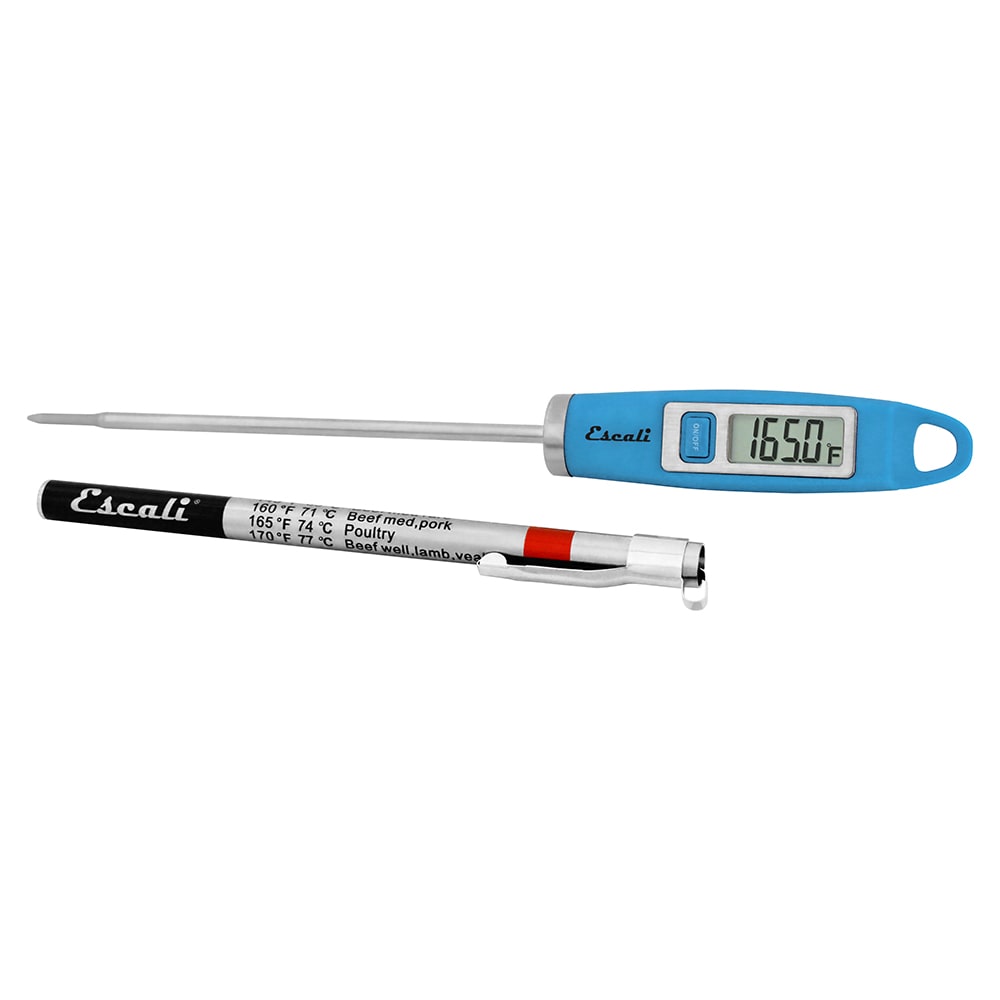 San Jamar THDGBL Escali 4 3/4" Digital Thermometer w/  49° to 392°F Temperature Range, Blue