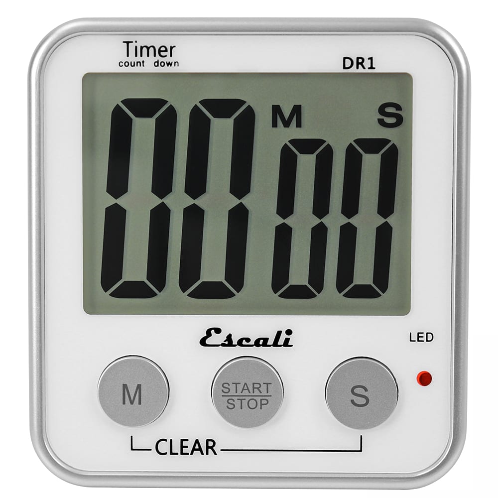 San Jamar TMDGXL Escali Digital Timer w/ Minute & Second Timing - 3 1/2" x 3 1/4", White