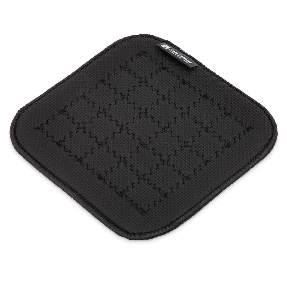 San Jamar UHP77BK Flexible Hot Pad w/ Textured Material, Protects 500 F for 30 Sec, 7" Sq, Black
