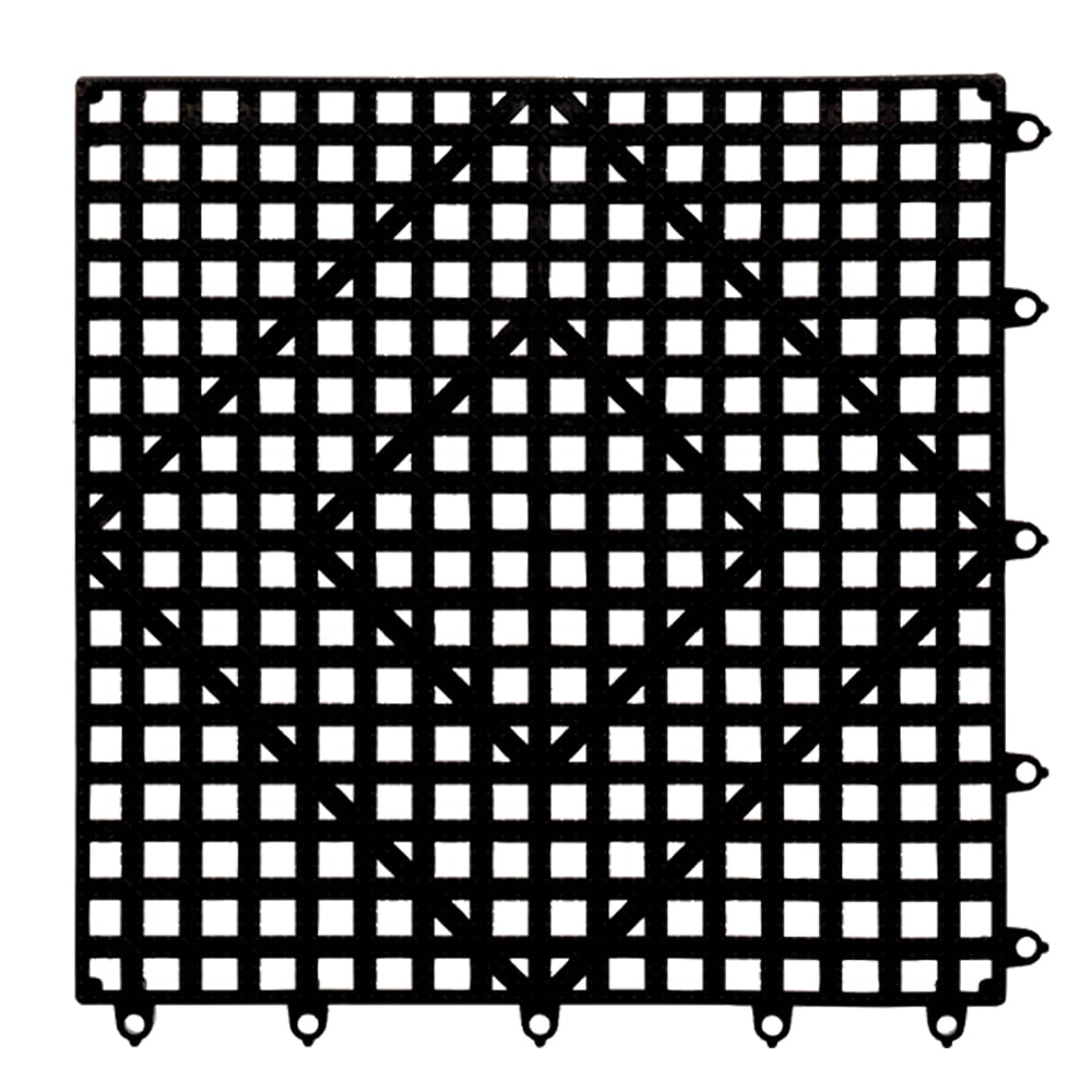 San Jamar VM5280BK 12" Square Interlocking Bar Mat - Rubber, Black