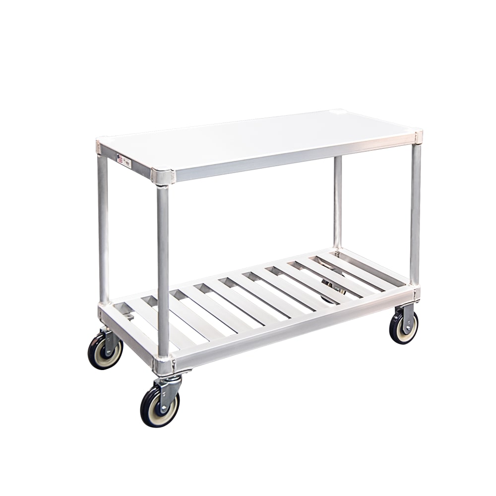 New Age 2 Level Aluminum Utility Cart w/ 800 lb Capacity, Flat Ledges (1415)