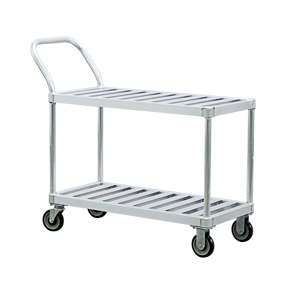New Age 2 Level Aluminum Utility Cart w/ 1000 lb Capacity, Flat Ledges (1420)