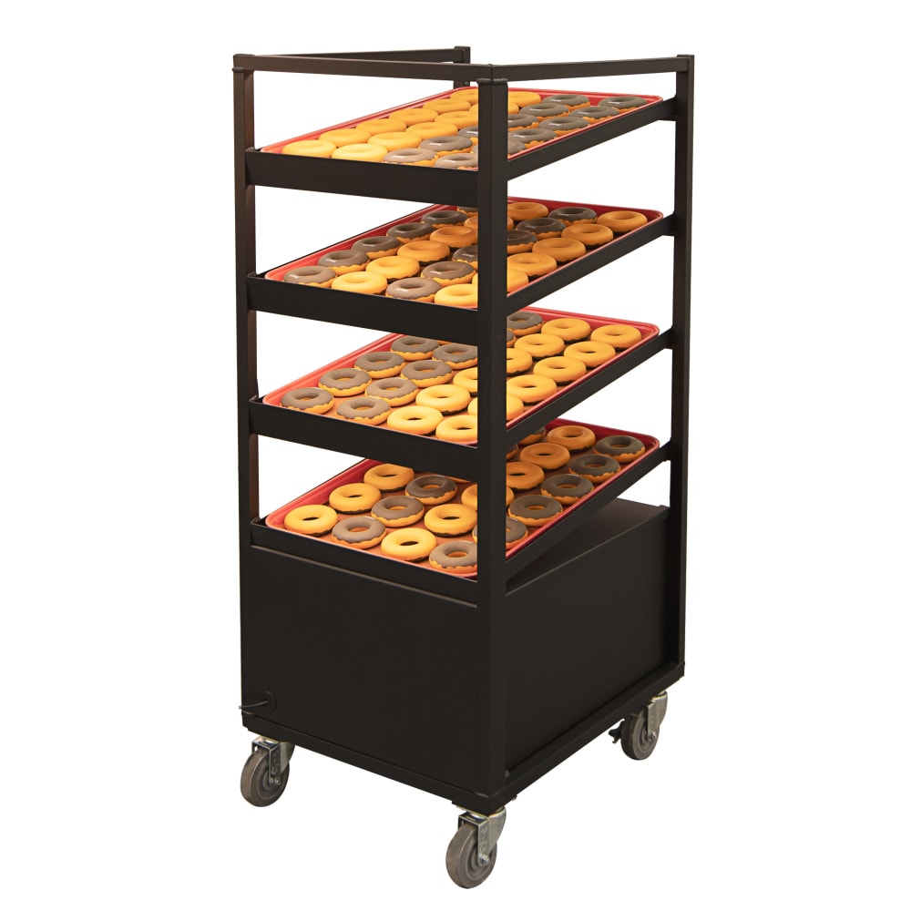 New Age Floor Model Non Refrigerated Donut Display Rack w/ Open Shelves, Black (52711)