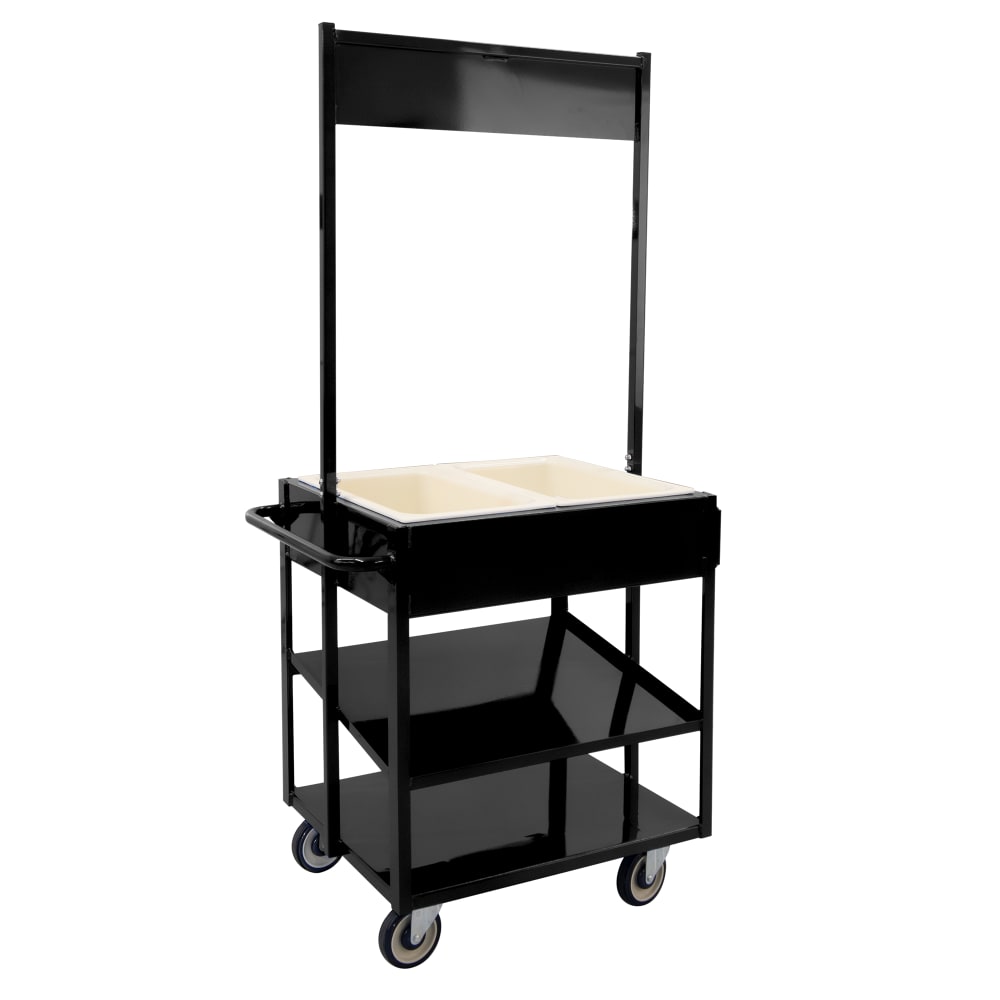 New Age 3 Level Share Cart w/ (2) Coldmaster® Food Pans - Aluminum, Black (52861)