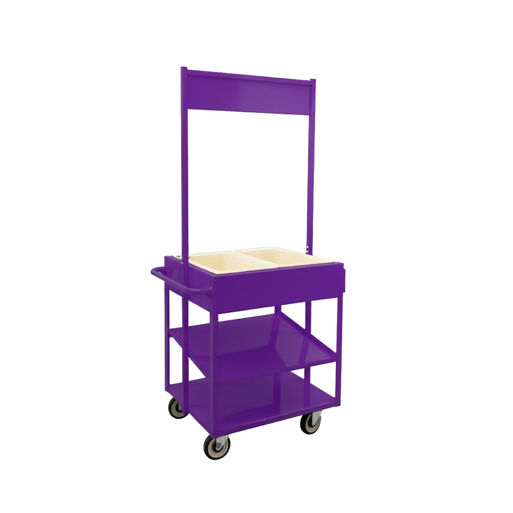 New Age 3 Level Share Cart w/ (2) Coldmaster® Food Pans - Aluminum, Purple (52861)