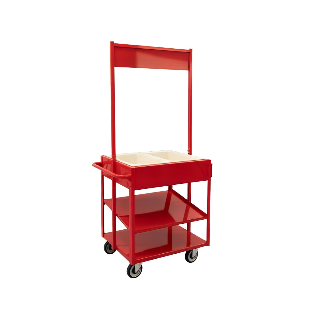 New Age 3 Level Share Cart w/ (2) Coldmaster® Food Pans - Aluminum, Red (52861)
