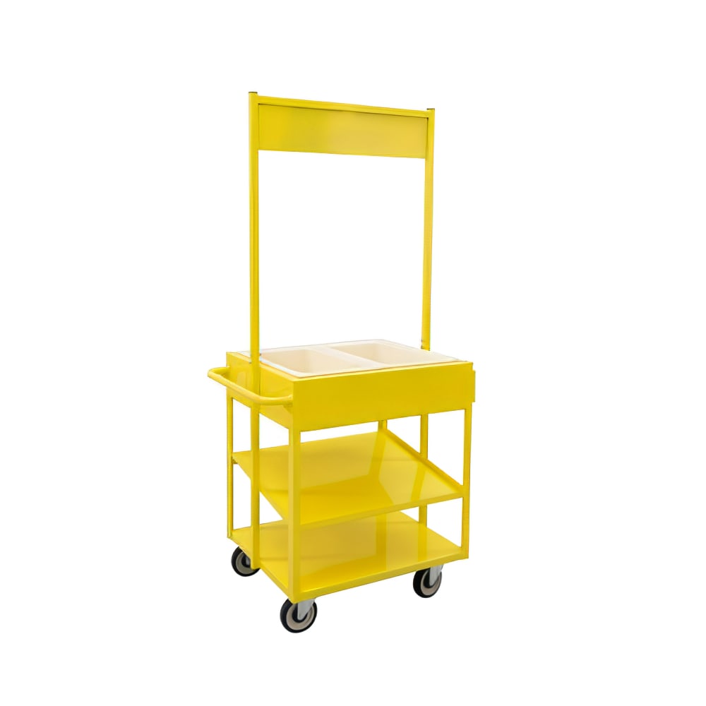 New Age 3 Level Share Cart w/ (2) Coldmaster® Food Pans - Aluminum, Yellow (52861)