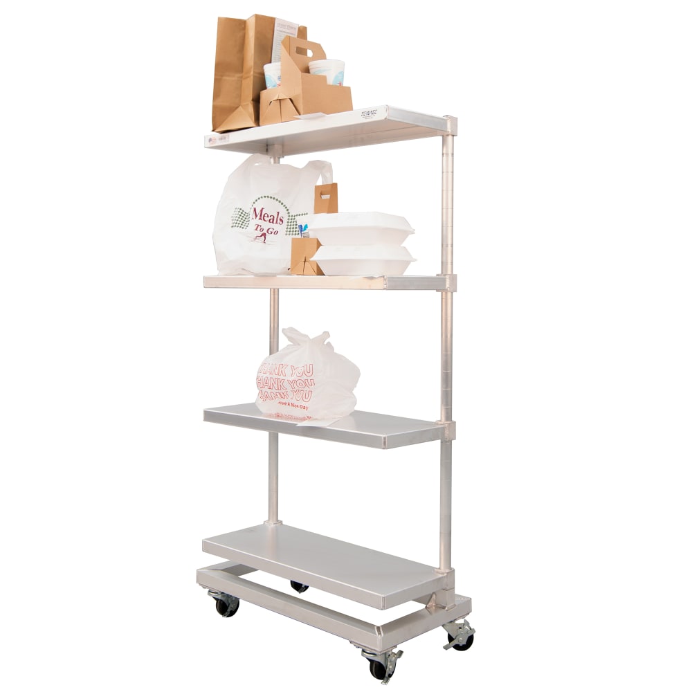 New Age Mobile To Go Shelving Unit - 30"W x 16"D x 60"H, Aluminum (53315)