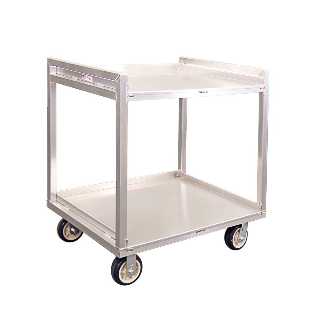 New Age 2 Level Aluminum Utility Cart w/ 1500 lb Capacity, Raised Ledges (97179)