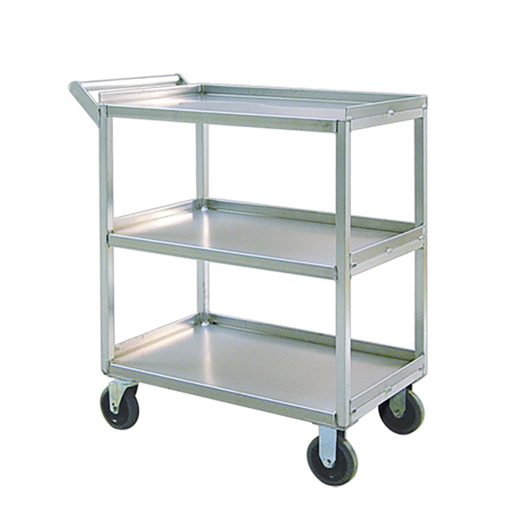 New Age 3 Level Aluminum Utility Cart w/ 550 lb Capacity, Raised Ledges (97769)