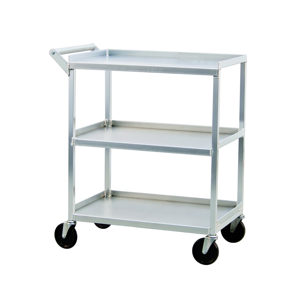 New Age 32 1/2"L Polymer Bus Cart w/ (3) Levels, Shelves, Aluminum (NS745)