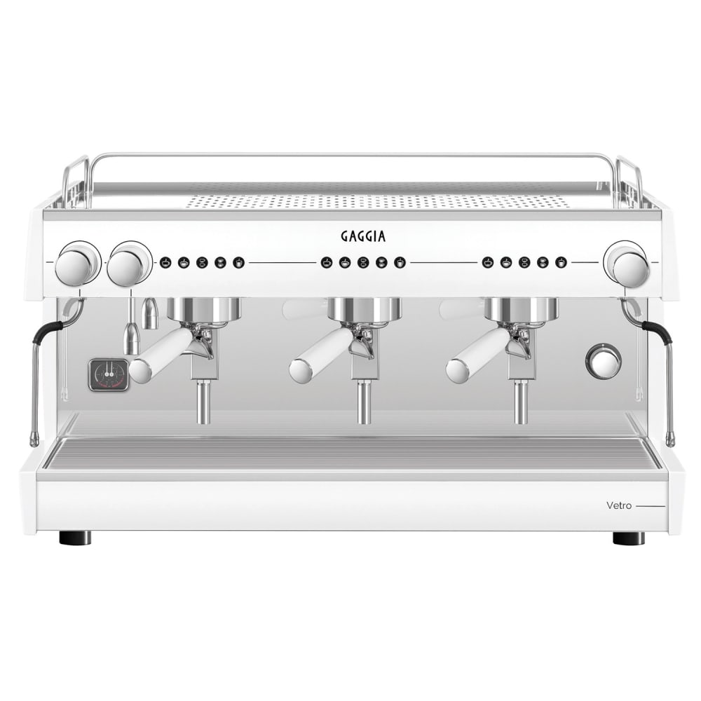 Gaggia Semi Automatic Espresso Machine w/ (3) Groups, (2) Steam Valves, & (1) Hot Water Valve - 220v/1ph (VETRO3GTC)