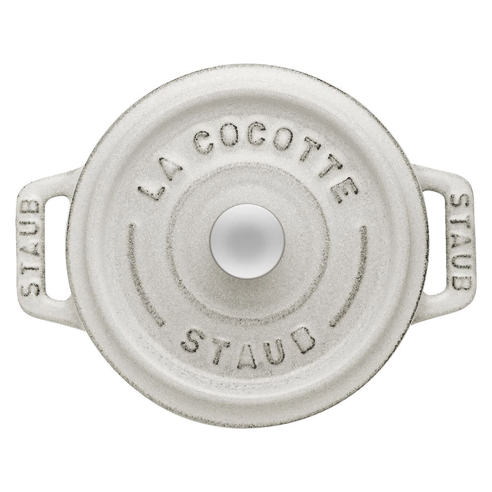 Staub Mini Round La Cocotte w/ 1/4 qt Capacity & Enamel Coated Cast Iron, White Truffle (1003431)