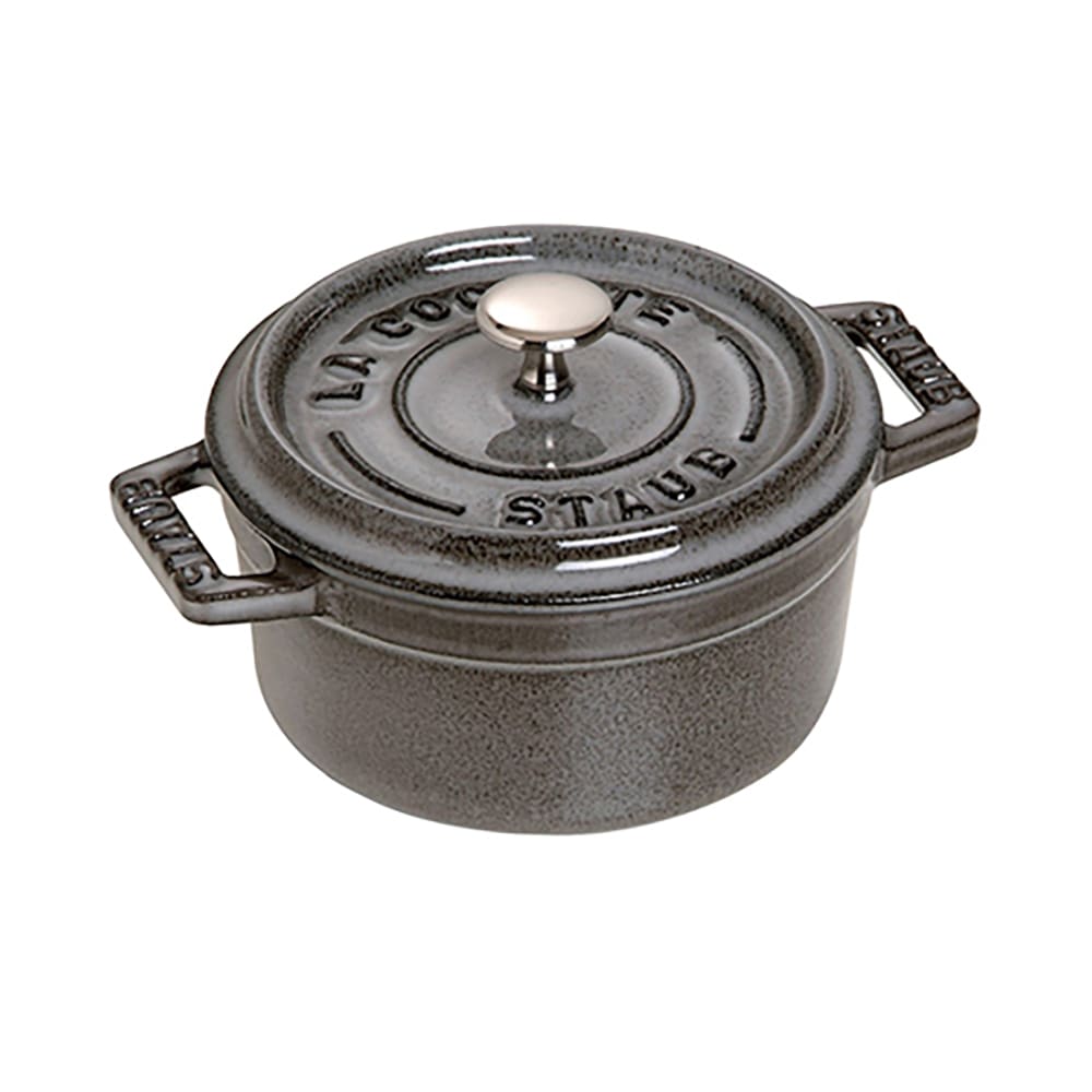 Staub Mini Round La Cocotte w/  1/4 qt Capacity, Enamel Coated Cast Iron, Graphite Grey (1003179)