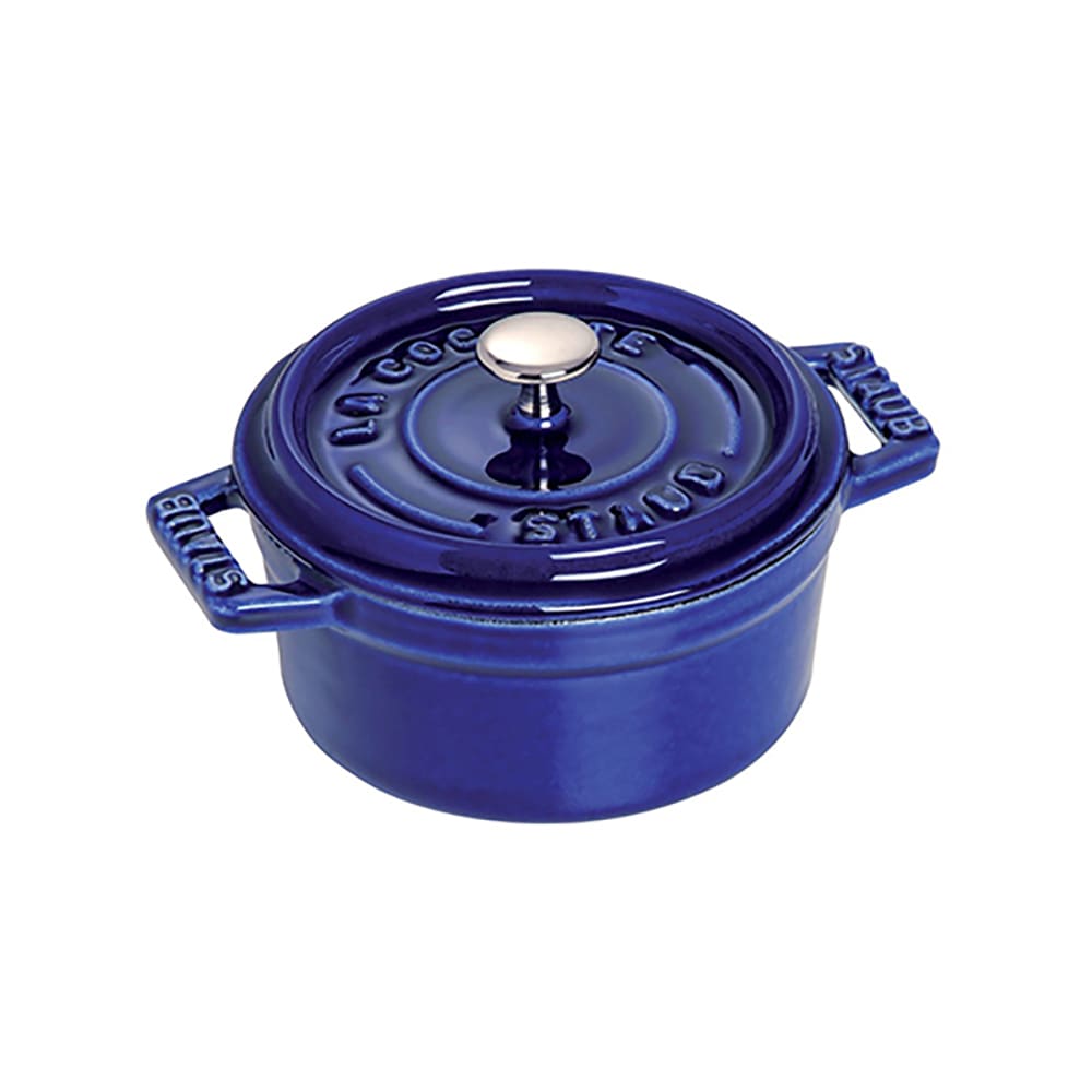 Staub Mini Round La Cocotte w/  1/4 qt Capacity & Enamel Coated Cast Iron, Dark Blue (1004282)