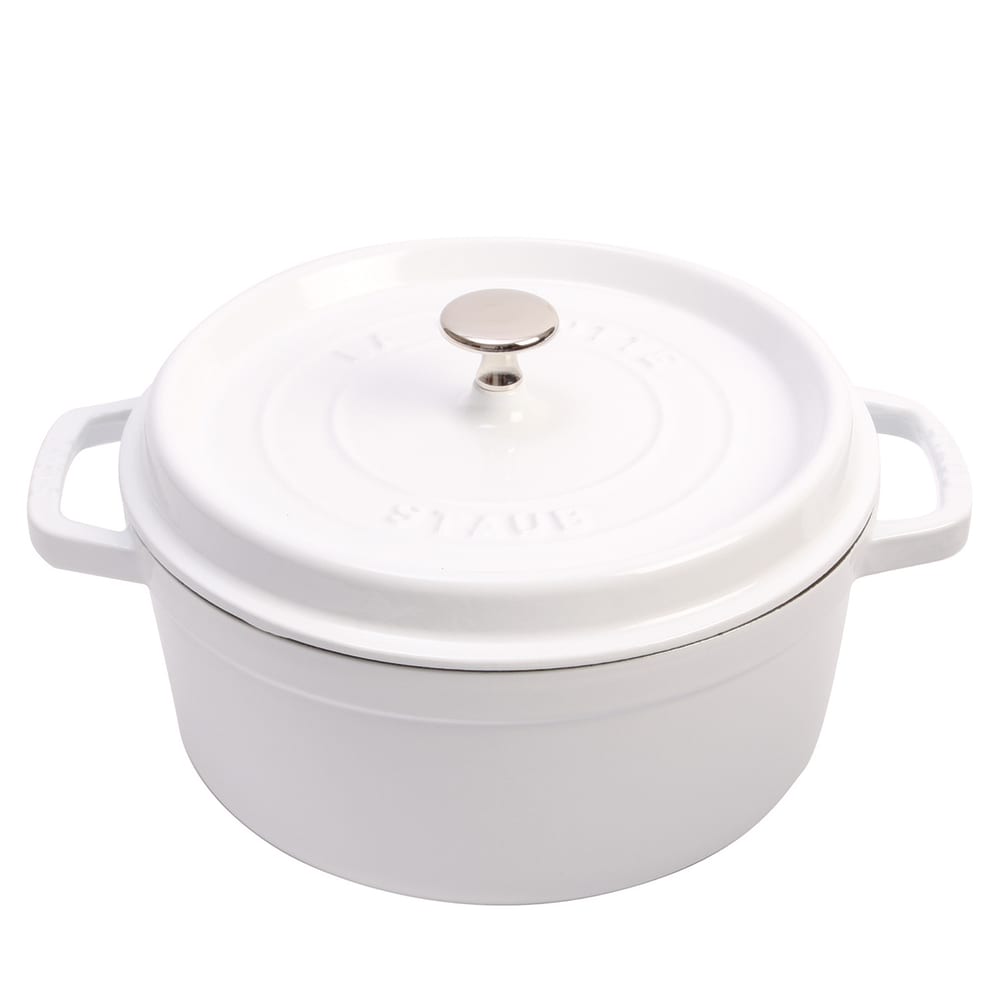 Staub 7 qt Enameled Cast Iron Cocotte w/ Lid, White (1004222)