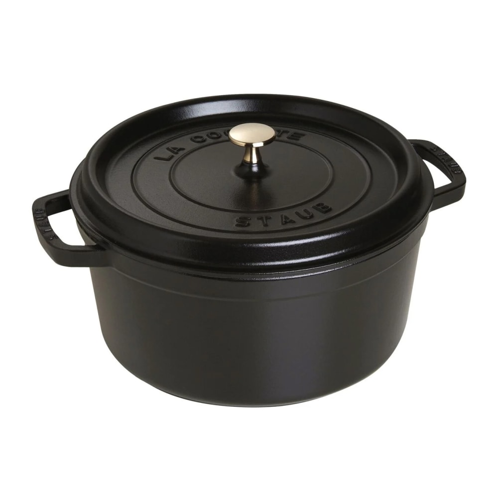 Staub 7 qt Enameled Cast Iron Cocotte w/ Lid, Black Matte (1003207)
